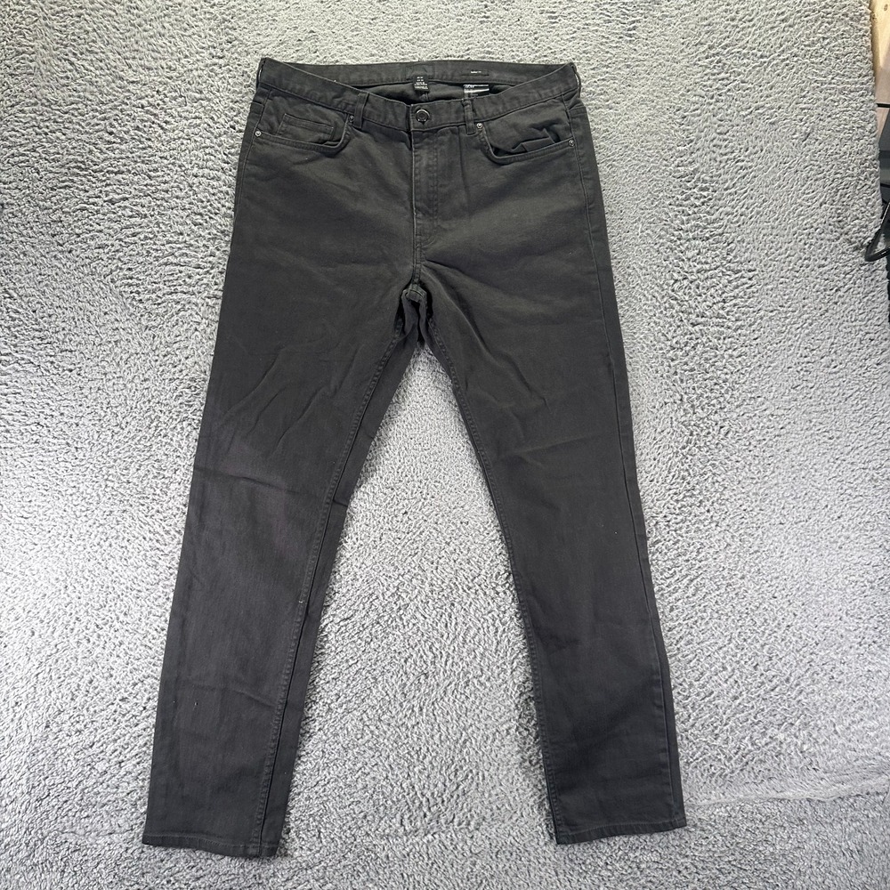 H&M Jeans Men's 36x30 Black Cotton Denim Skinny Leg Workwear Travel Stretch